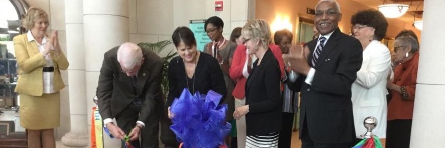 Mayors Wharton and Luttrell, Robin Karr-Morse, and ACE Center Task Force founding chair Barbara Nixon cut the UPP ribbon.